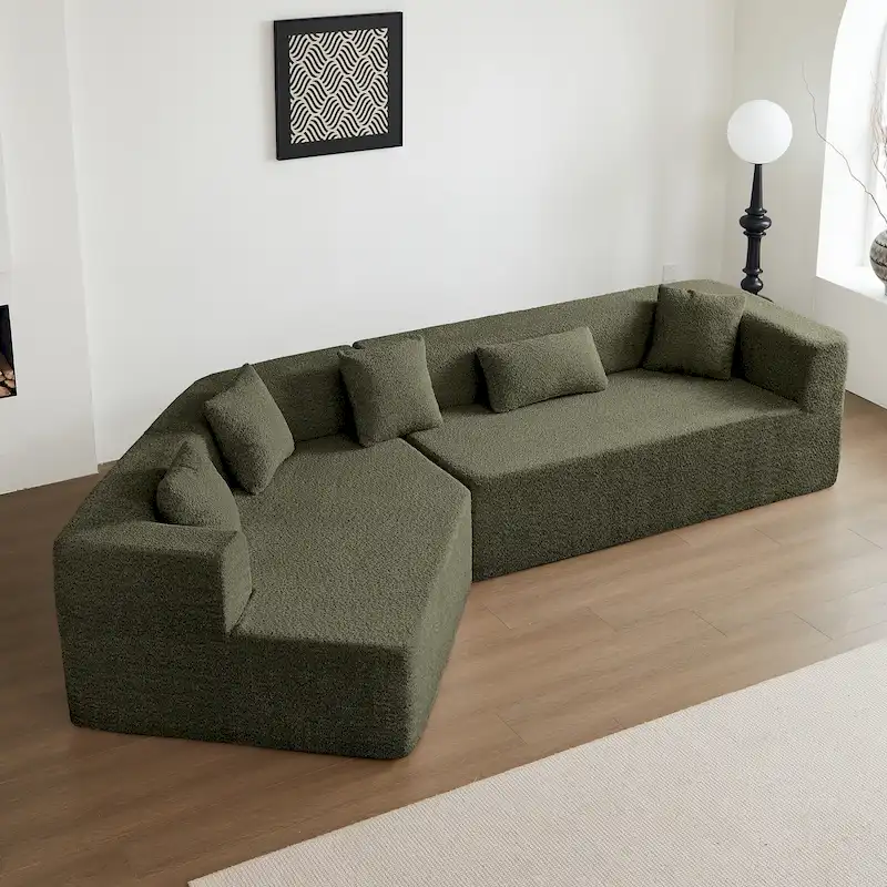 Emerald / Khaki Armless Modular Sectional Sofa for 2–3 Persons