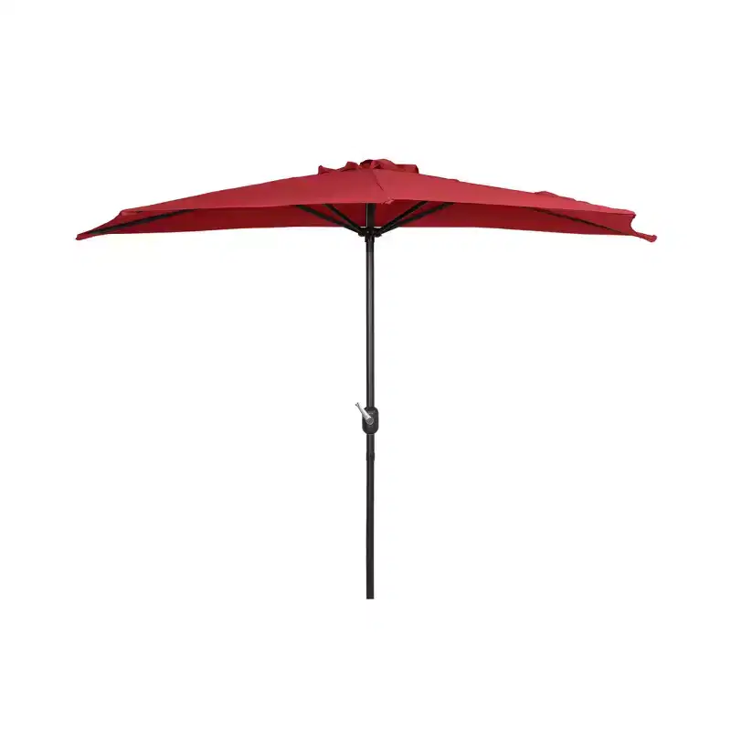 WestinTrends 9 Ft Half Market Patio Umbella with Square Concrete Base, Red