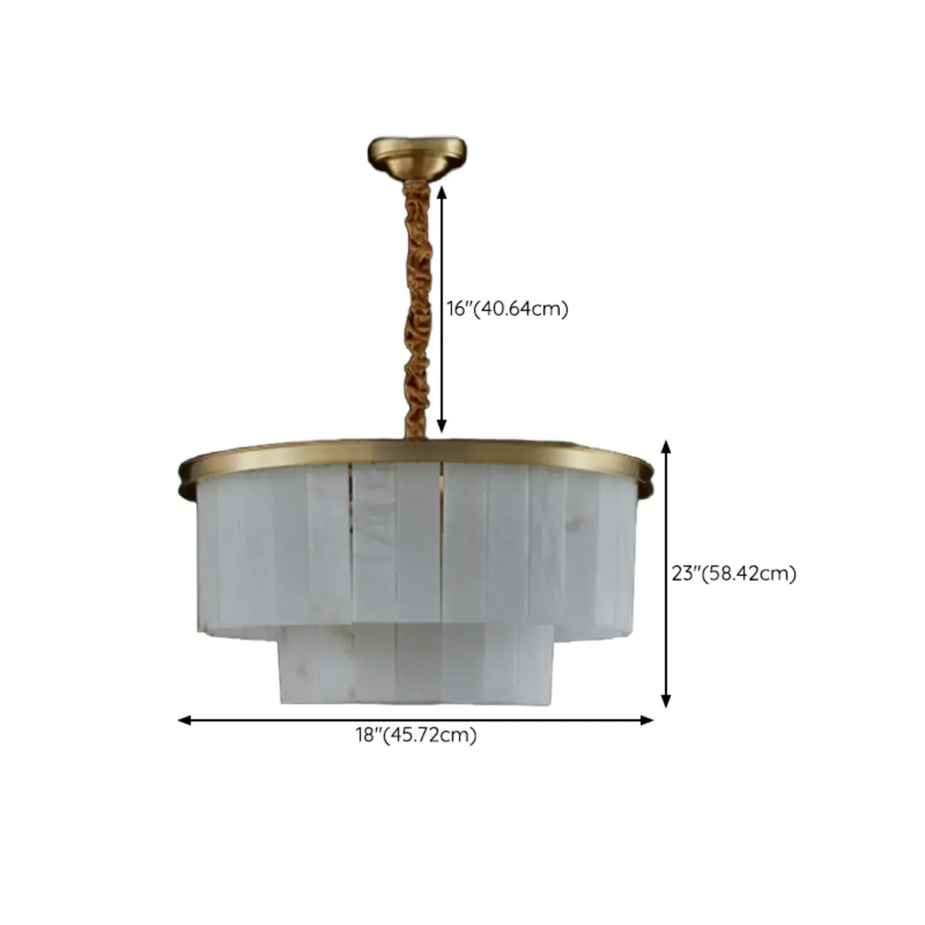 Classic Gold Tiered Circular Alabaster Chandelier