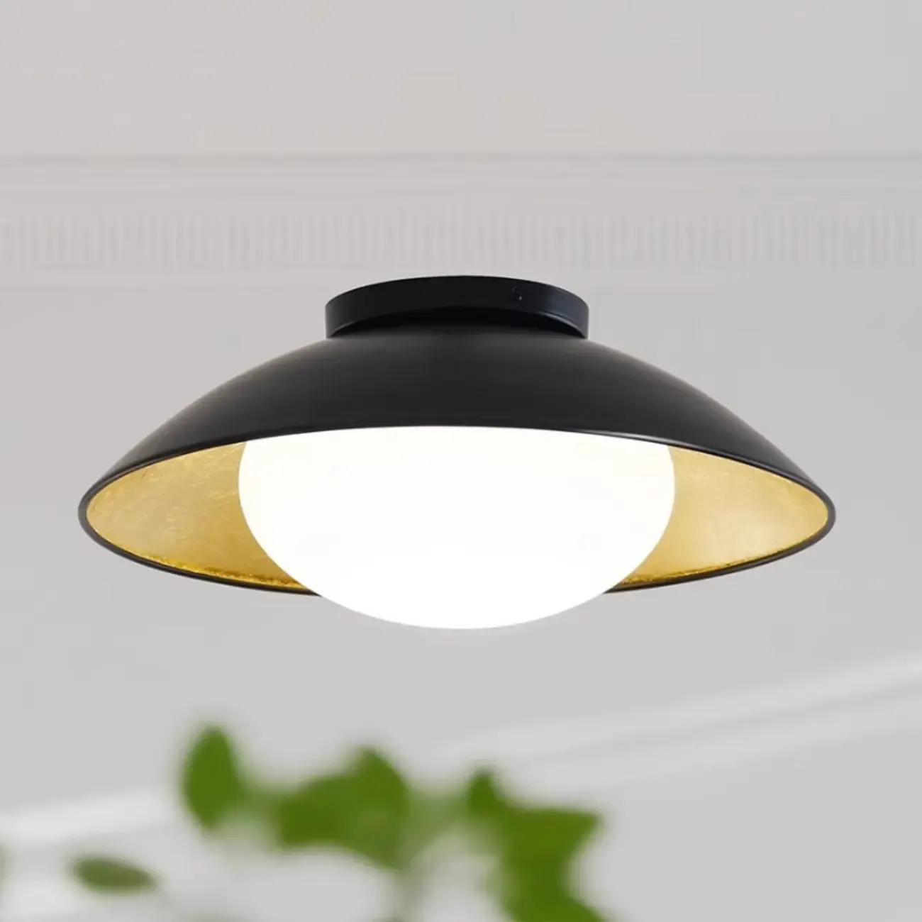 Simple Barn Shape Metal Semi Flush Ceiling Light