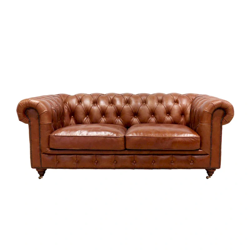 Pasargad Home Paris Club Genuine Leather Chester Bay Tufted Sofa/Chair