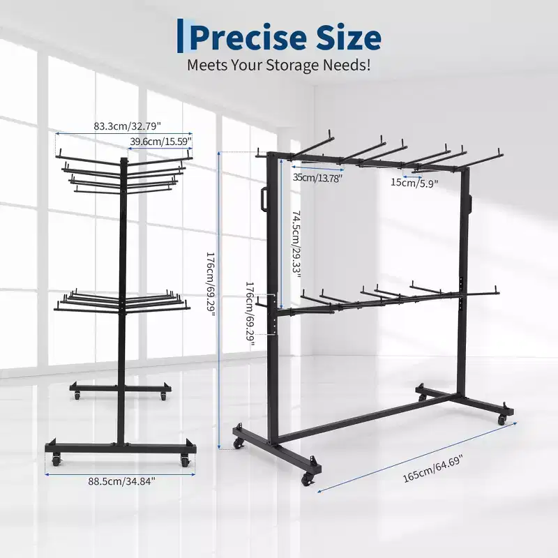 GustoWave Folding Chair Rack, 800 LBS Capacity, Chair Cart for 84 Chairs or 12 Tables & 42 Chairs, with Rubber Wheels and Weatherproof Cover