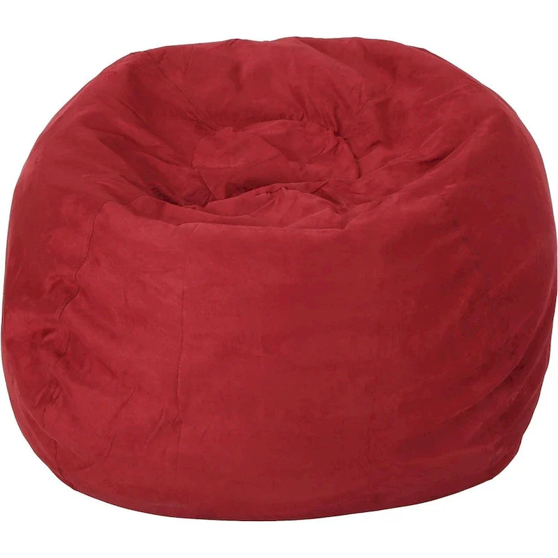 5-foot shredded foam beanbag chair with removable microfiber suede seat cover, comfortable and relaxing seating for children and adults.