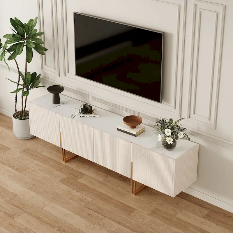 78.7  TV Stand, Entertainment Center with Faux Marble Top