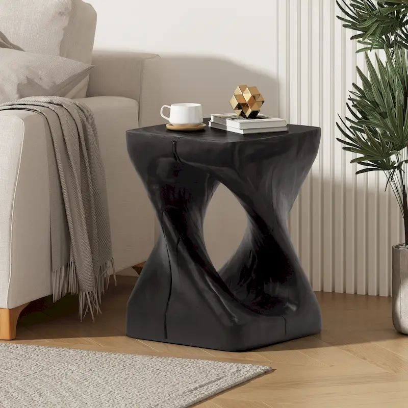 MGO Twist Shape Side Table, Wood-like Texture