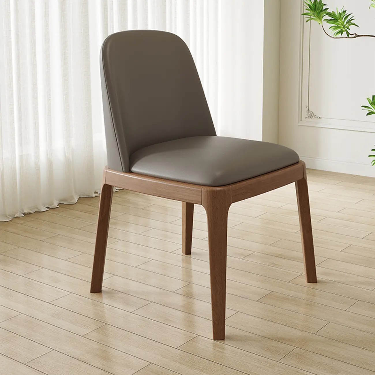 Modern Rubber Wood Upholstered Dining Chair Set of 2