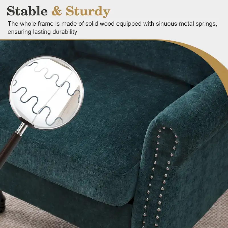 Modern Upholstered Armchair Nailhead Trim Accent Chair (Set of 2)