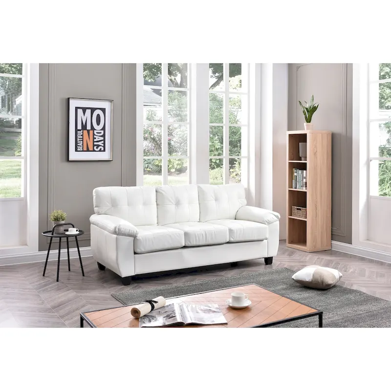Gallant 78 in. W Flared Arm Faux Leather Straight Sofa - 33L x 78W x 35H