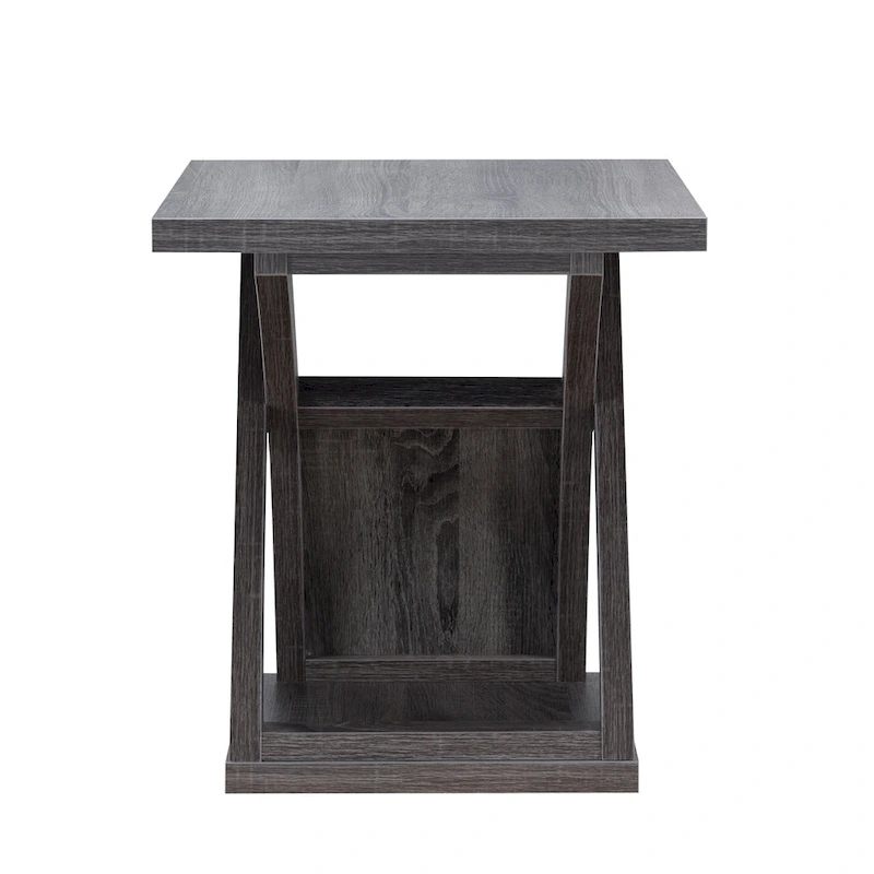 DH BASIC Transitional Distressed Grey 22-inch 1-Shelf End Table by Denhour