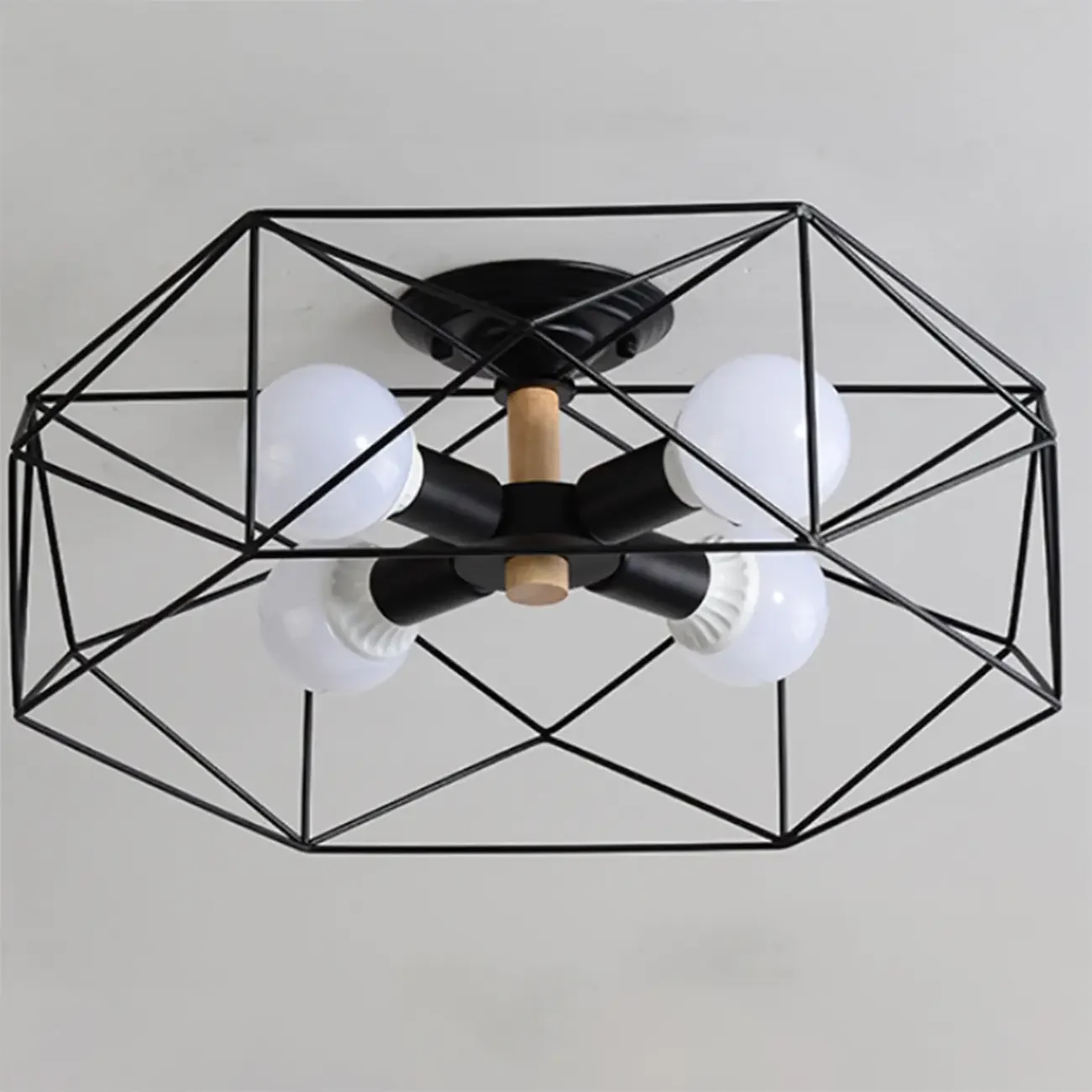 Sleek Gold Semi-Flush Ceiling Light with Iron Drum Shade