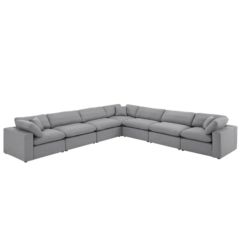 Anka Grey Linen Down Filled Cushioned 7-Seat Sectional Sofa by iNSPIRE Q Modern