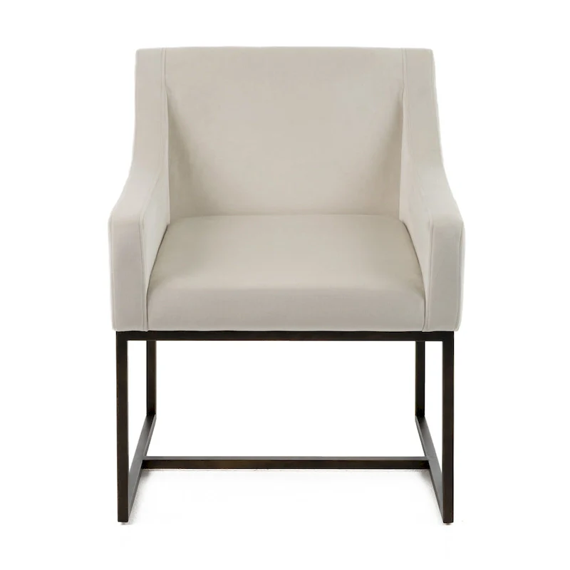 Elijah Modern Beige and Copper Antique Brass Dining Chair