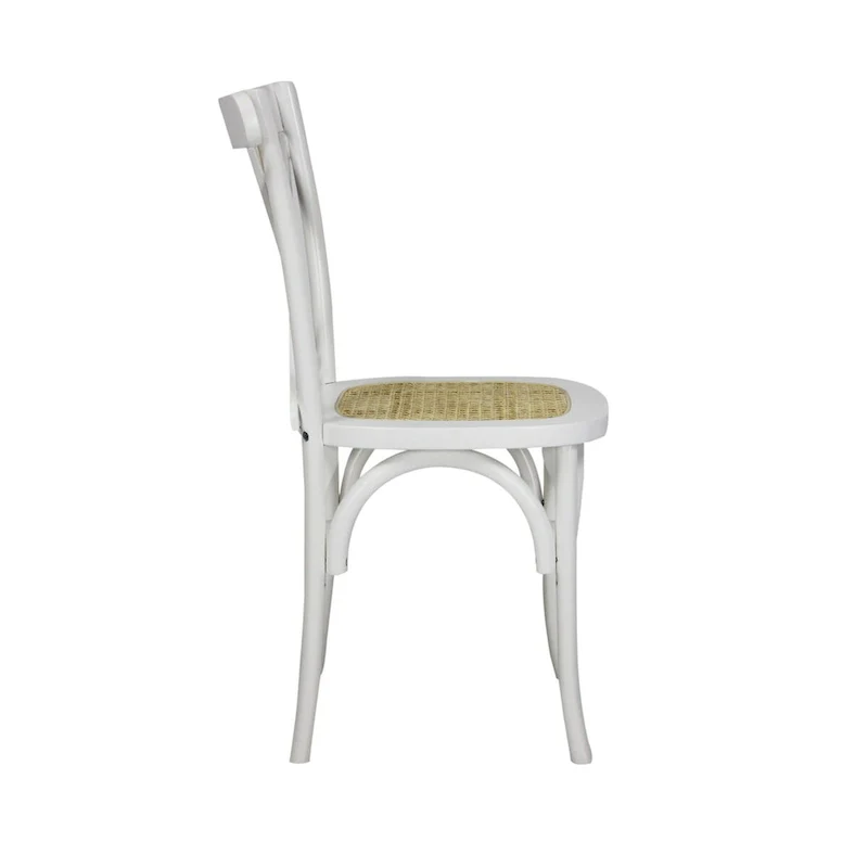 Colmar Classic Traditional X-Back Wood Rattan Dining Chair, Natural (Set of 2) by JONATHAN Y