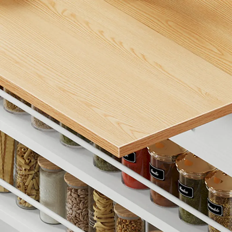 Moasis Kitchen Island Drop Leaf Double Tilt Out Trash Cabinet with Power Outlet & Wheels