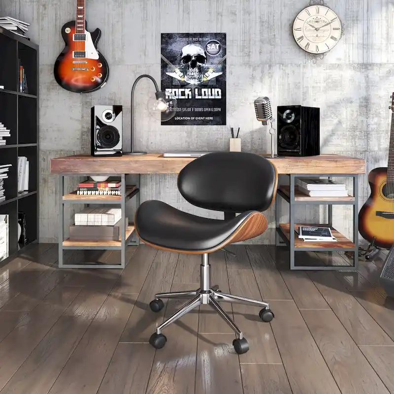 Black / Grey / Beige, Mid-Century Modern Adjustable Office Chair, Single