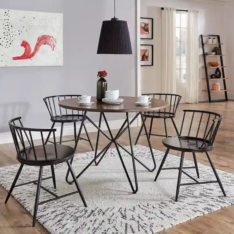 Mabel 42-inch Iron and Wood Round Dining Table or Dining Set by iNSPIRE Q Modern