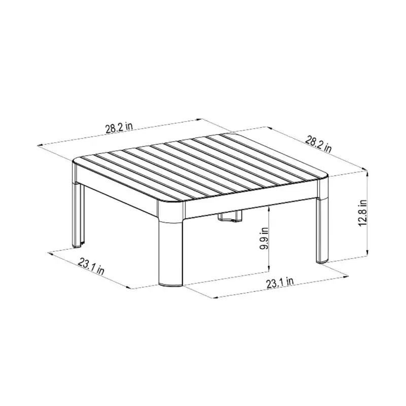Amazonia Teak Wood 100% FSC and Aluminum Patio Coffee Table Black