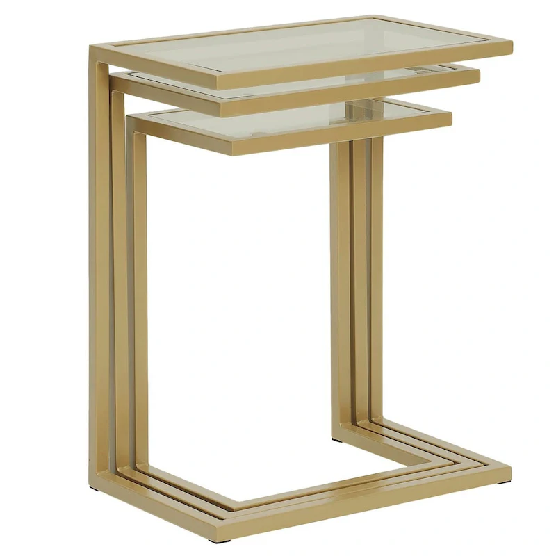 Carolina Living Addison Nesting Table Set - Glass Top - Chrome Base