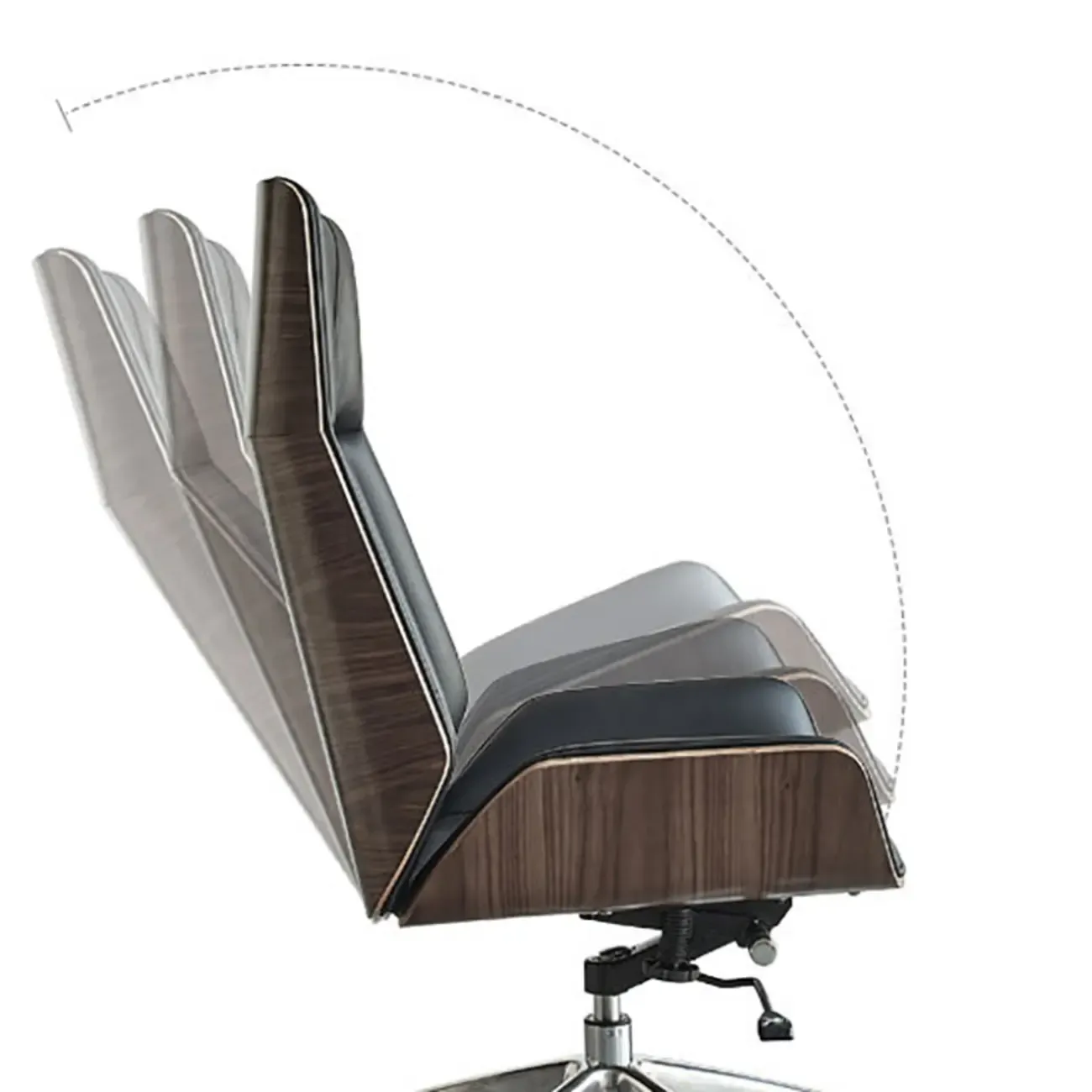 High-Back Black Leather Adjustable Swivel Office Chair