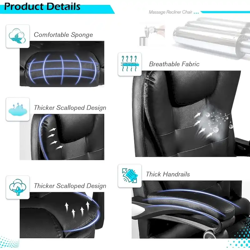 AECOJOY Heated Executive Office Chair w/ Massage &Adjustable Height