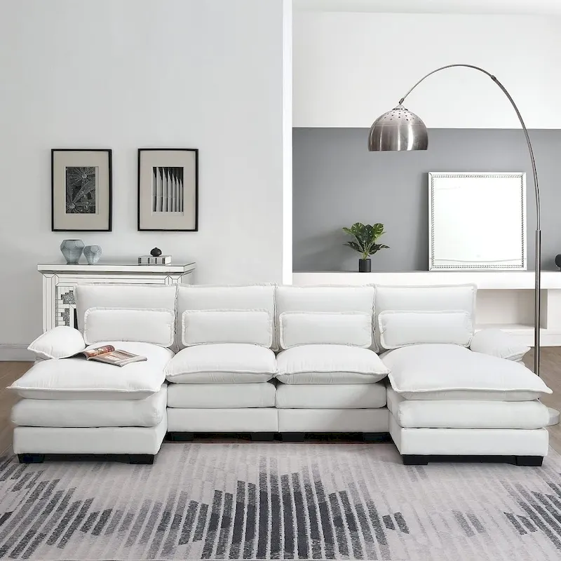 White/Grey/Green/Blue/Black U-Shaped Sectional Sofa, Modular, 6-Seat