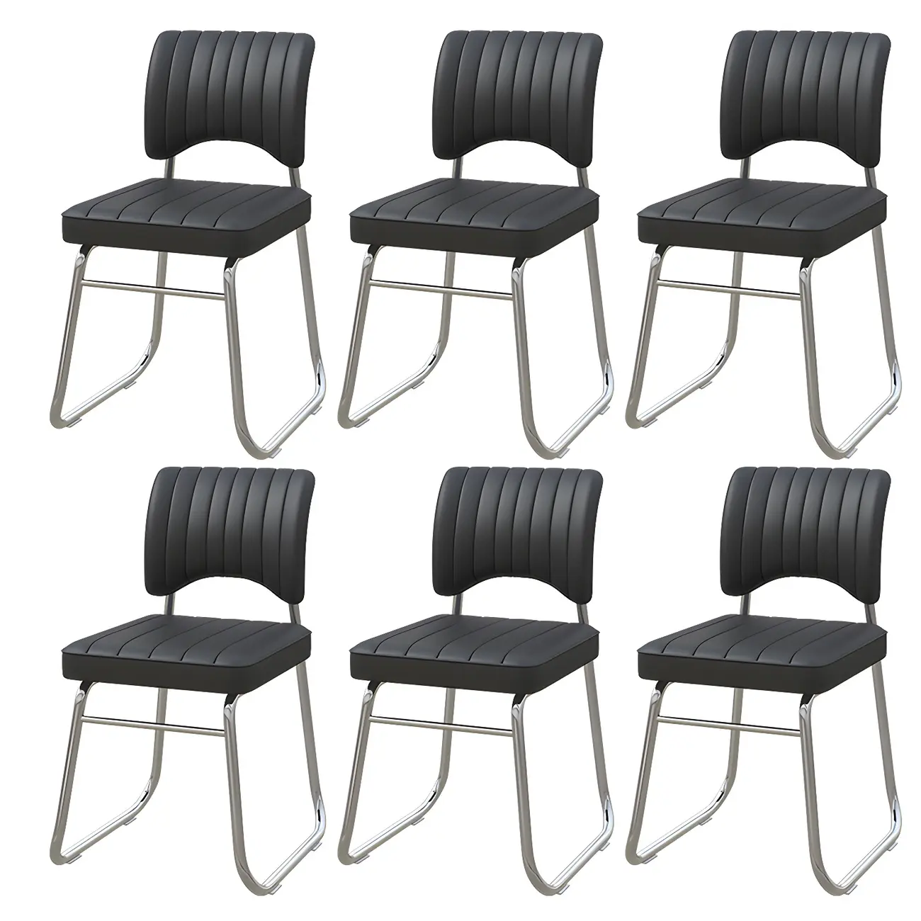 Modern Black Steel Leather Upholstered Office Chair