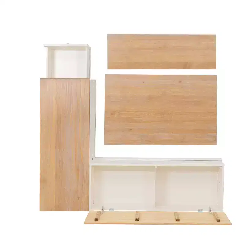 Linon Colby Backless Nook Dining Set White Honey