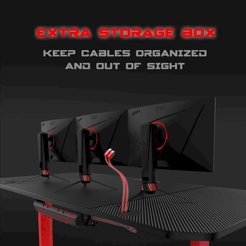 BOSSIN Ergonomic Gaming Desk T-Shaped Office PC Computer Desk with Full Desk Mouse Pad, Handle Rack, Cup Holder Headphone Hook