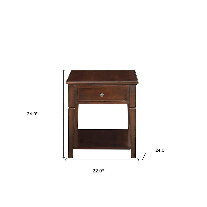 HomeRoots 24  Walnut Manufactured Wood Rectangular End Table With Drawer And Shelf - 22