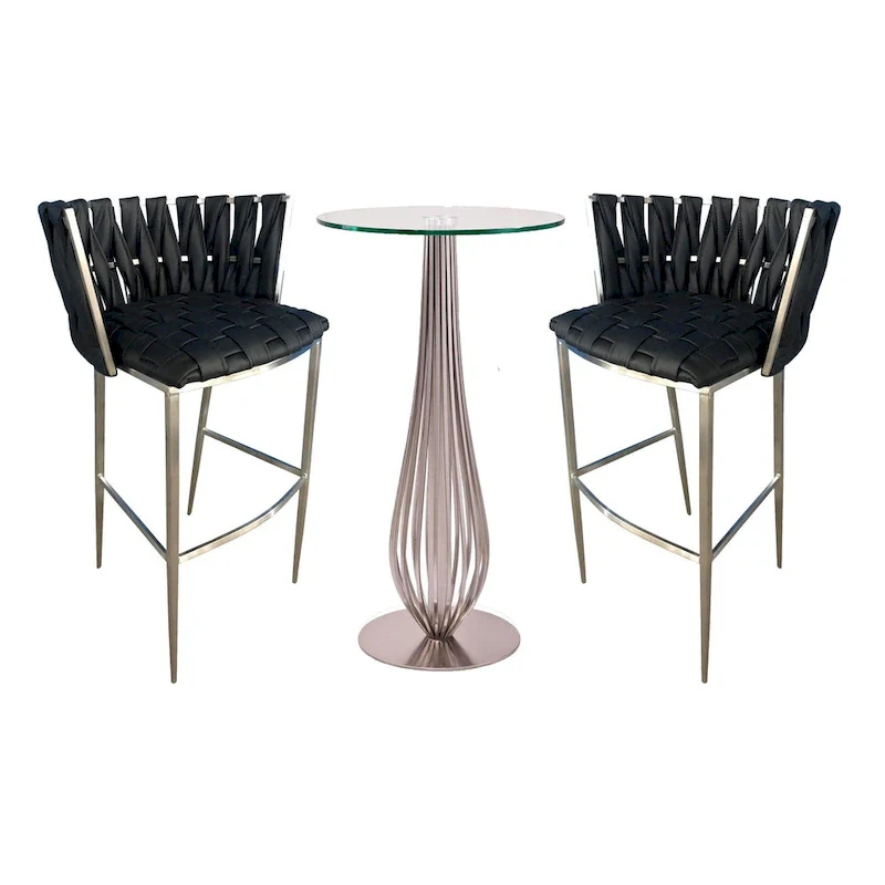 Pub Table with Bar Stools 30 Height Matching Barcelona 3Pc Set