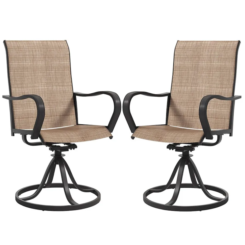 Patio Swivel Chairs,Outdoor Textilene Rocking Dining Chairs Porch Chairs with Armrest
