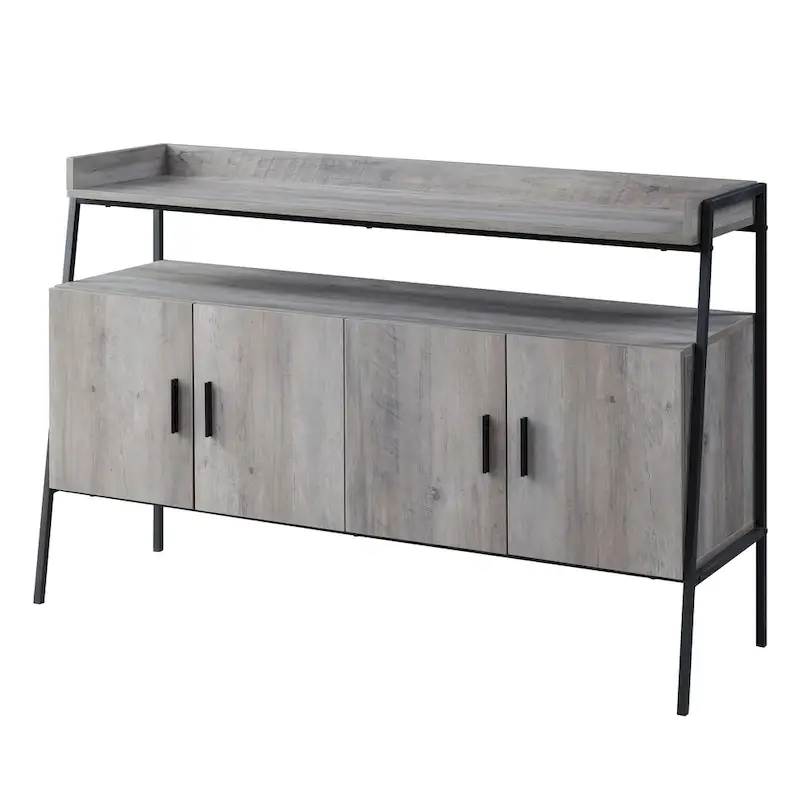 Oak 52  Industrial TV Stand with Shelf & Metal Legs