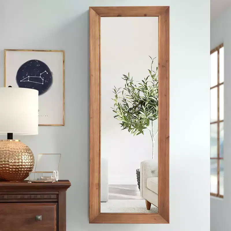 PexFix 21 in. W x 64 in. H Modern Solid Wood Rectangle Framed Full Length Decorative Mirror in Brown
