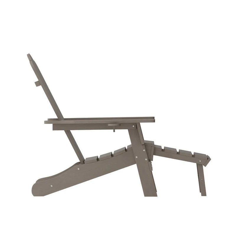 Commercial All-Weather Adirondack Chair with Pullout Ottoman & Cupholder