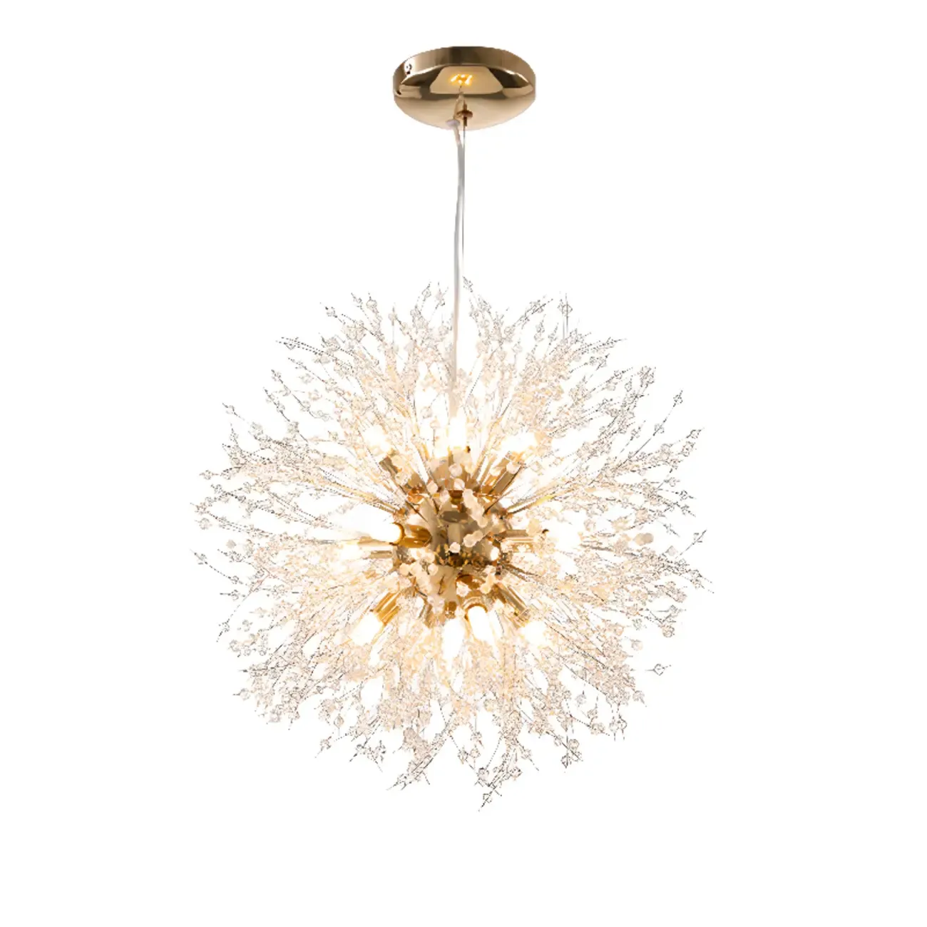 Modern Crystal Globe Chandelier with Starburst Design