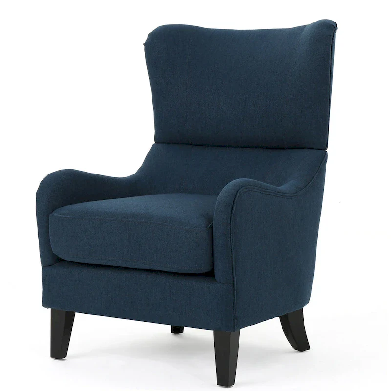 27  High Back Accent Chair with Wing Back and Birch Legs