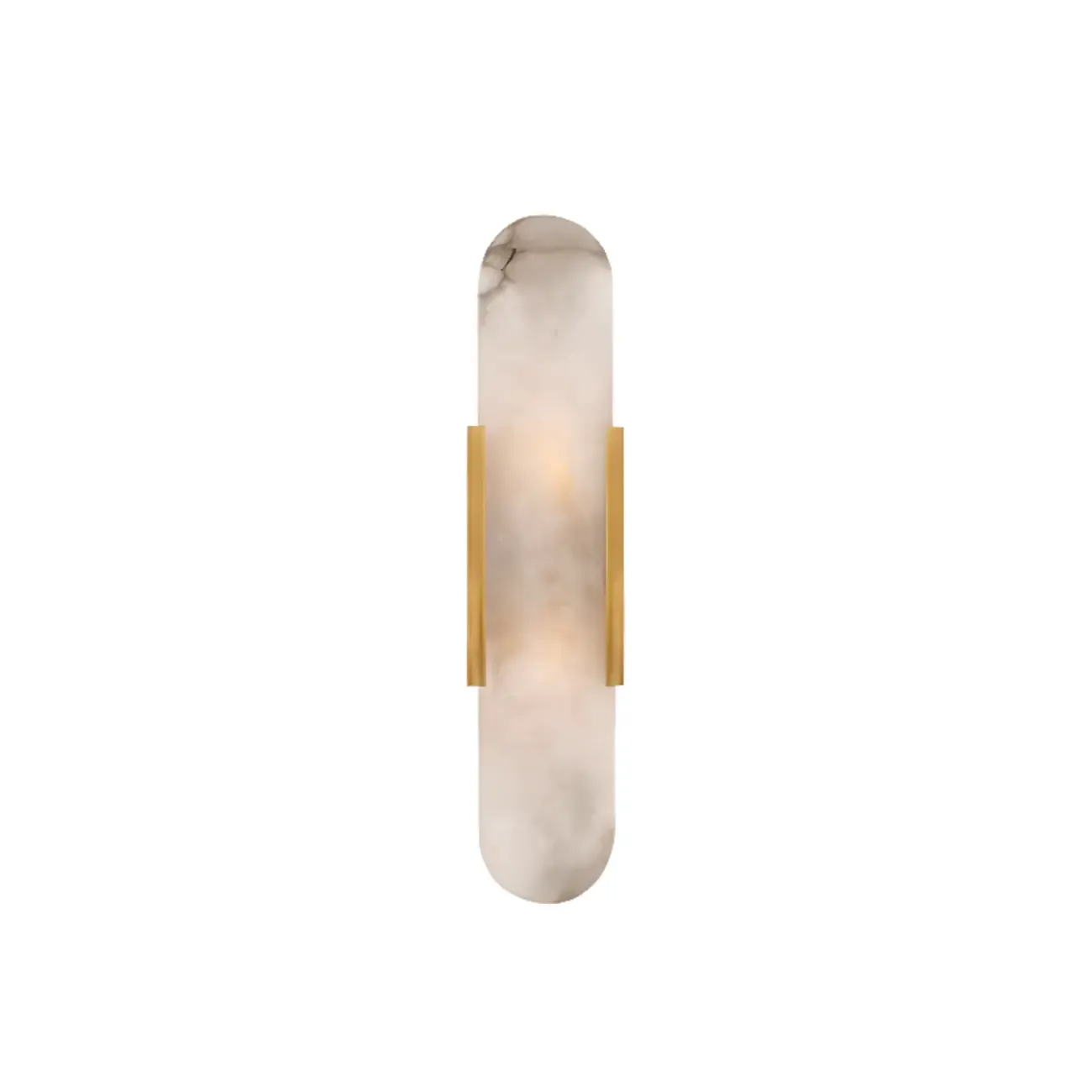 Modern Brass Oval Wall Light with Stone Chalk Shade