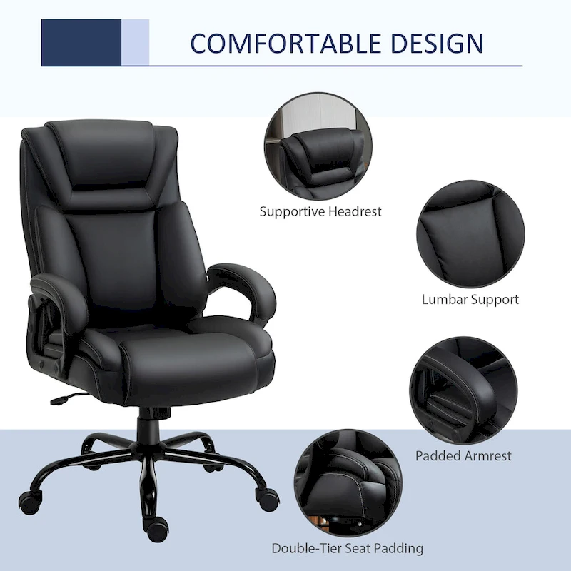 Vinsetto Big and Tall Executive Office Chair 400lbs Computer Desk Chair with High Back PU Leather Ergonomic Upholstery