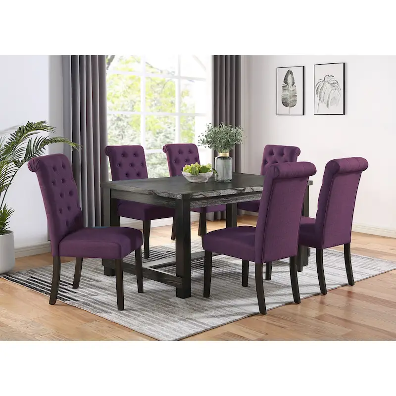 Roundhill Furniture Leviton Antique Black Finished Wood 7-piece Dining Set