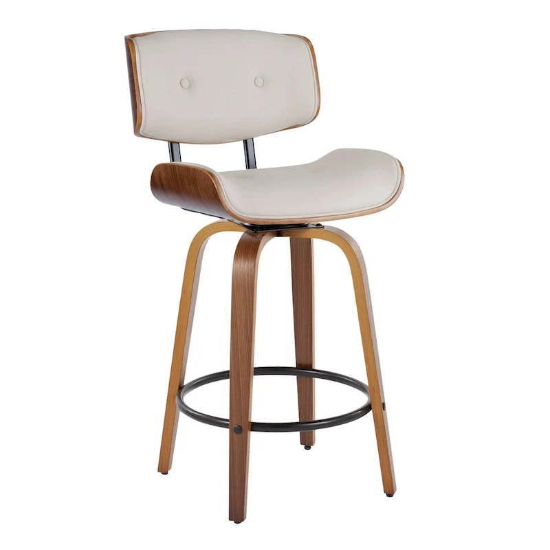 Leksand 26 Fixed-Height Counter Stool with Bent Wood Legs (Set of 2)