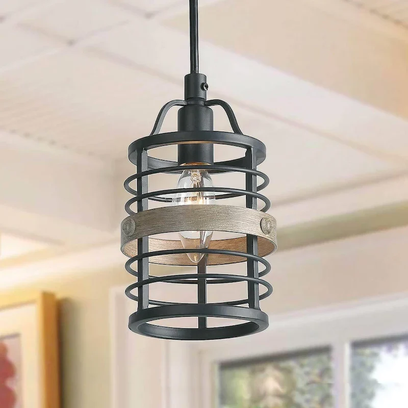 Carbon Loft Farmhouse 1-Light Cage Island Pendant Light - D4.7 *H7.9