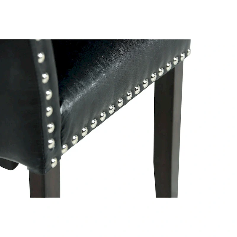Black Faux Leather Dining Chair with Nailhead Trim