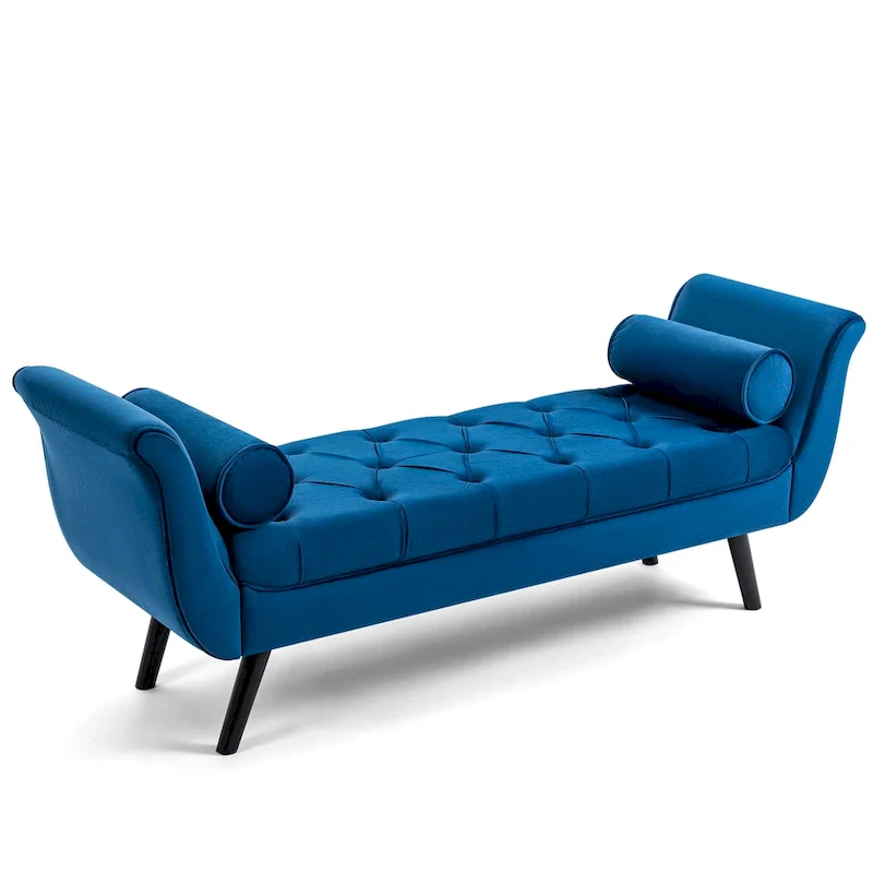 Beige / Blue / Grey / Light Grey Upholstered Tufted Ottoman Bench – Modern Style, Seats 1–2