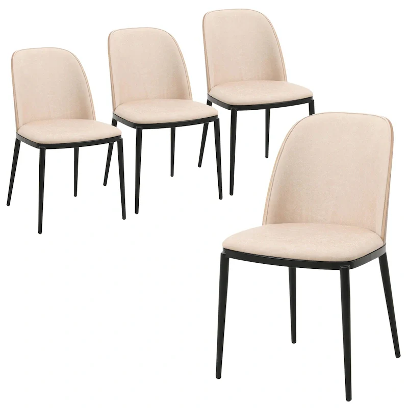 Dining Chair with Upholstered Seat Side Chair with MDF Wood Frame in Steel Set of 4