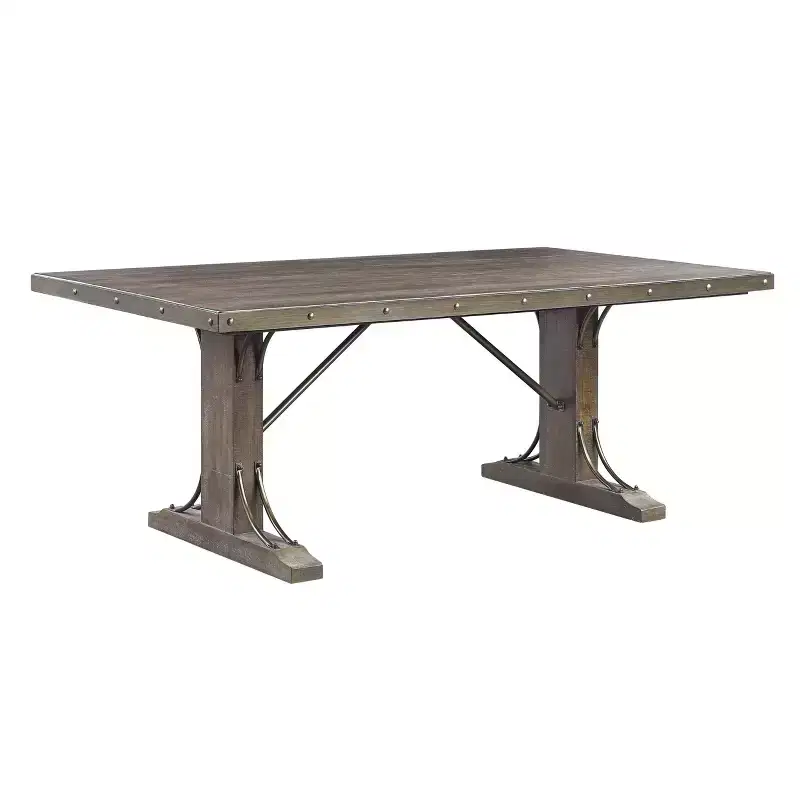 78" Raphaela Dining Table Weathered Cherry Finish - Acme Furniture