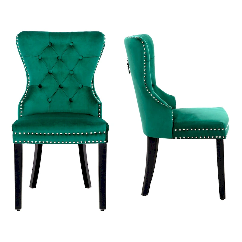 Grandview Tufted Upholstered Dining Chair (Set of 2) with Nailhead Trim and Ring Pull