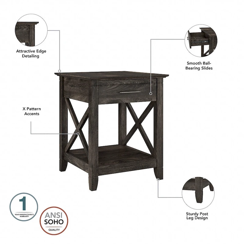 Key West Coastal Box Drawer Nightstand by Bush Furniture