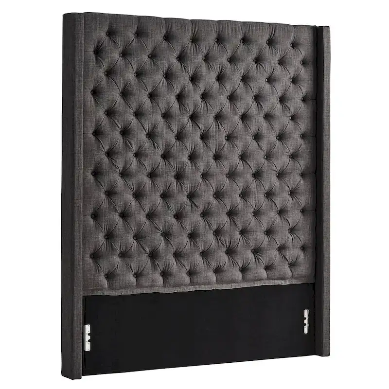 Button-Tufted Wingback Upholstered Headboard – Elegant Bedroom Accent