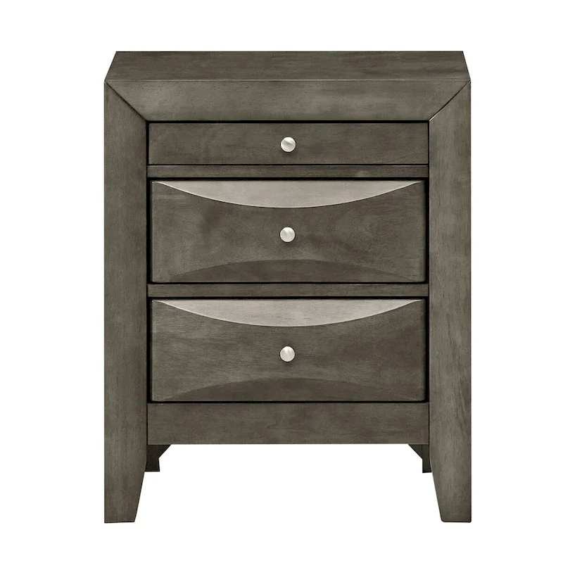 Cappuccino/Gray/Cherry/Silver Champagne/Black 3-Drawer Nightstand, Metal Knob, Single