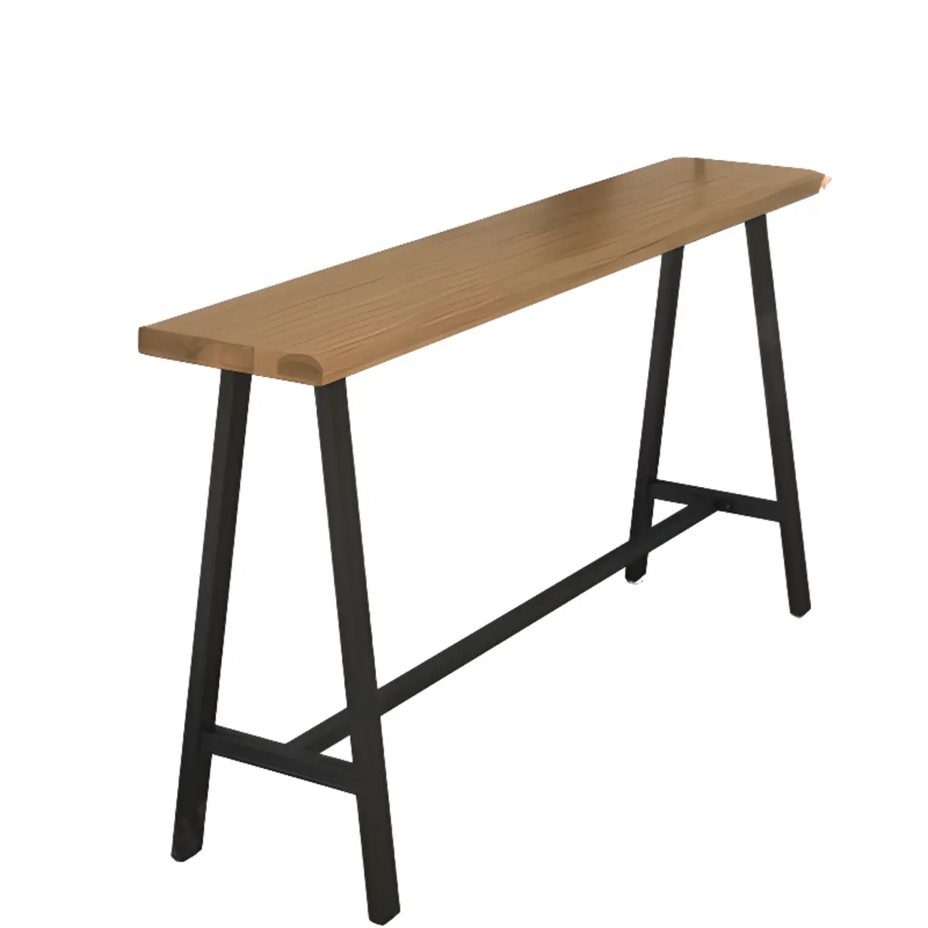 Simple Brown Pine Bar Tables with Footrest